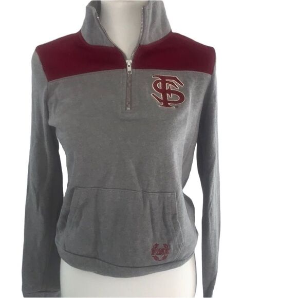 🏈 PINK Victoria’s Secret Florida State Cropped 1/4 Zip Sweatshirt - Size XS - - Picture 1 of 5